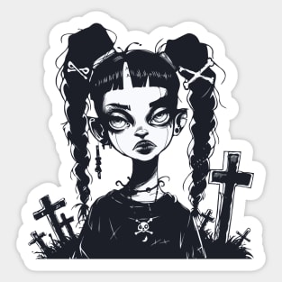 goth grave yard girl Sticker